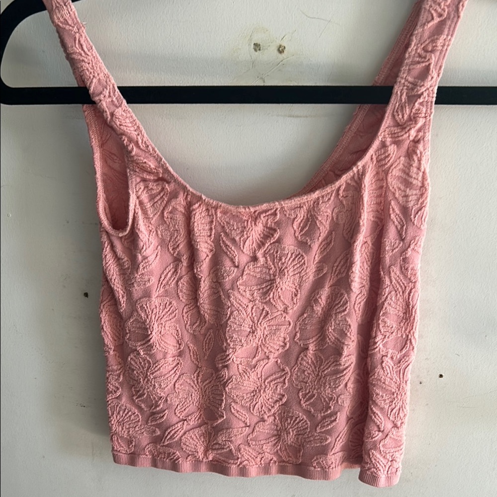 Anthropologie Pink Fitted Crop Tank Top